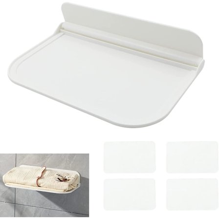 Badeværelseshylde - Ingen boring, foldbar, selvklæbende hylde til badeværelse, soveværelse, kan placere en router,