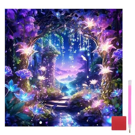 Diamond Art Kits til voksne - Skovlandskaber Diamantmaleri Kits til begyndere, 5D Runde Fuld Drill Gem Art DIY Håndværk Kits til Gave Hjem 