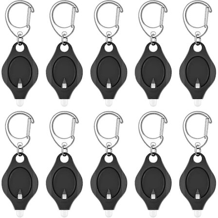 10 Pak Mini Nøglering Lommelygte Ultra Lys LED Nøglering Lys Lommelygte, Sort