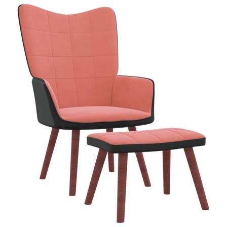 Vidaxl Vilstol Med Fotpall Rosa Sammet Och Pvc Rosa