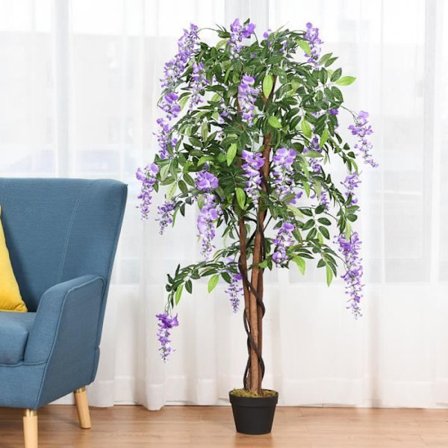 WISTERIA konstgjord växt med falska lila blommor - med kruka - 150cm
