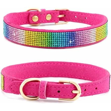 Rhinestone-koiranpanta, söpö häikäisevä kimmeltävä pehmeä mokkanahasta valmistettu koiran- ja kissanpanta, jossa on strassit, kristallitimantti, 