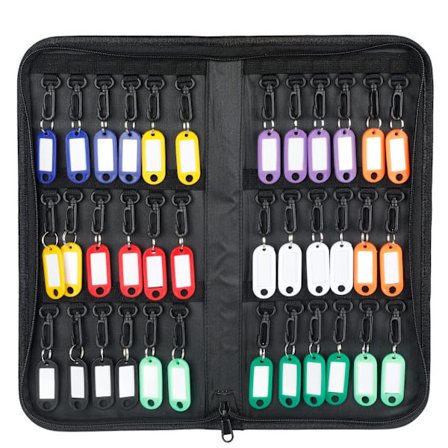 Nøgleetui med lynlås, vandtæt og brandsikker nøgleholder med 36 kroge og etiketter, bærbar nøgleopbevaringsbog til kontorer, hoteller og udlejning