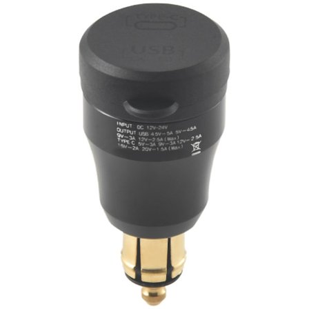 Motorsykkel Vanntett Hurtiglader med USB Type-C Port 12V/24V QC3.0 Power Din Stikkontakt for Svart