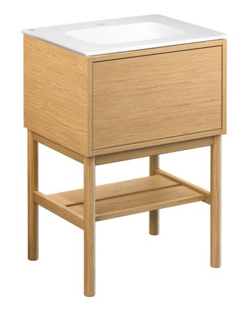 Gustavsberg Ducentic GB71DCVU60ARWB11LF Kommodpaket med ben, 60 cm, ljus ek/vit, 1 blandarhål Ljus ek/Vit, Badrum