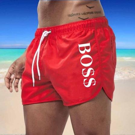 Strandbyxor för män med smal passform med snörning Red 3XL