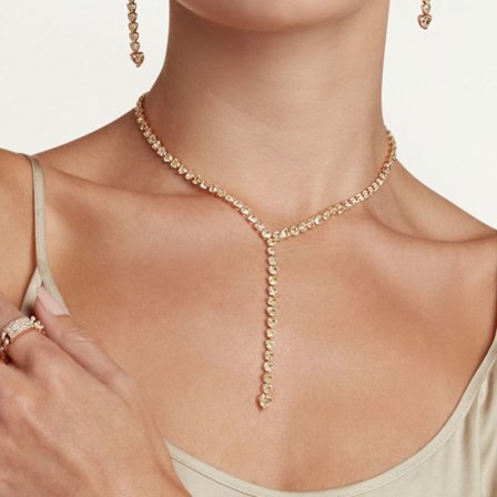 Full Rhinestone Chain Choker Diamond Statement Halsband GULD