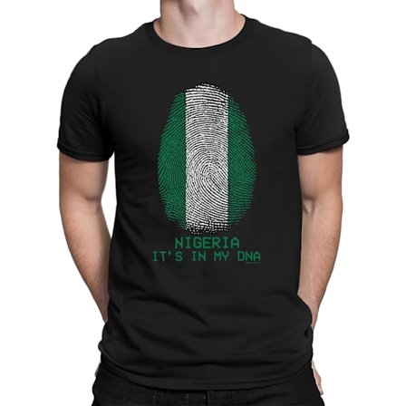 Buzz Shirts Nigeria Its In My Dna - Herr Fingerprint Football Fan T-shirt i ekologisk bomull