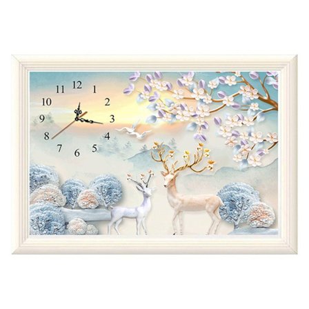 DIY älg med väggklocka diamantmålning, flera storlekar