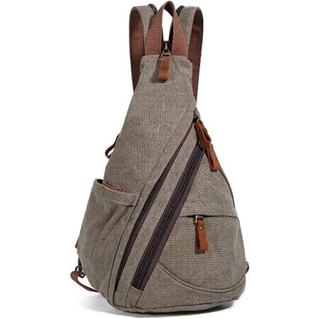 Canvas Sling Bag - Liten Crossbody ryggsäck Shoulder Casual Daypack ryggsäck för män kvinnor