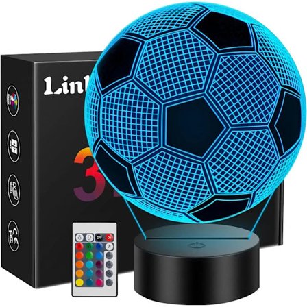 /NN/ Jalkapallolahja 8–10-vuotiaille pojille, 3D LED -yövalo kaukosäätimellä, syntymäpäiväjoulukoriste jalkapallo