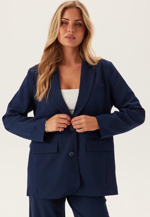 Pieces - Pckamil Ls Loose Blazer - Maritime Blue - Kläder - - Bubbleroom