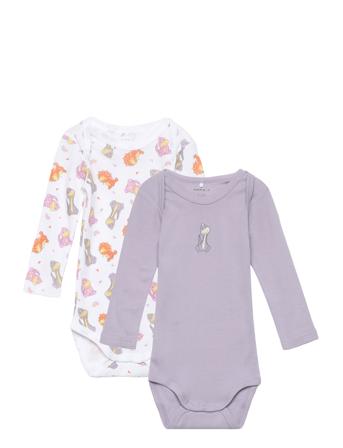 Nbfbody 2P Ls Lavender Aura Dino Bodies Long-sleeved Multi/mønstret Name It*Betinget Tilbud