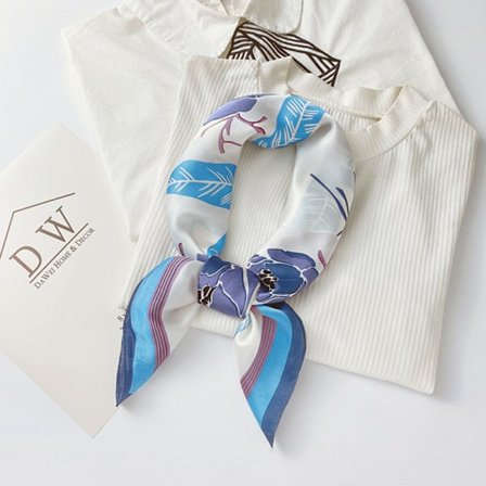 27,5 x 27,5 Naisten Neliö Silkkimainen Hius Huivi Pää Uni Wrap Satiini Hiushuivi, Sininen-11