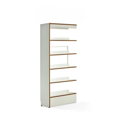 Library bookshelves STORY, add-on, single-sided, 1920x898x305 mm, 5 shelves, white