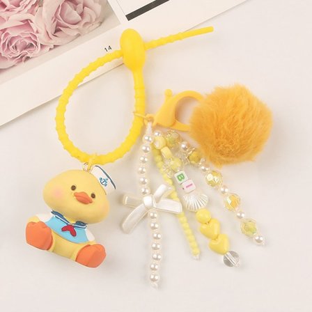 IC e Nyckelring Bjørn And Hårball Nøkkelring Bil Veske Charms Gul