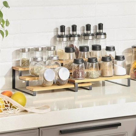 Kryddhylla för köksbänken i bambu – utdragbar och stapelbar