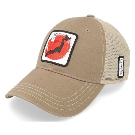 Yapan - Beis trucker Gorra - Japan Nihon 111 Split Driftwood/Khaki Trucker @ Hatstore