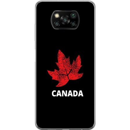 Kompatibelt Mobildeksel til Xiaomi Xiaomi Poco X3 NFC Grafisk lønnebladsymbol i rødt mot svart bakgrunn med tydelig kanadisk referanse og minimalist