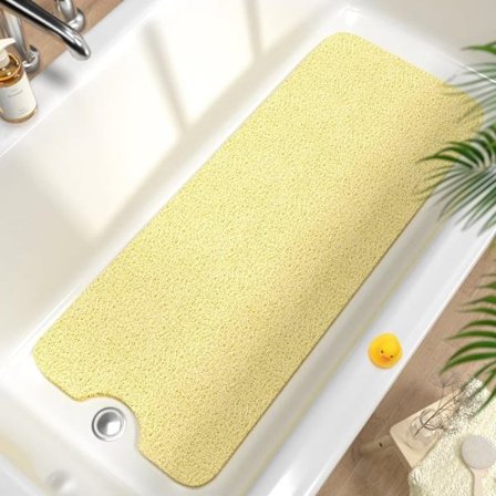 Skridsikker bademåtte 40x100 cm – Ekstra lang brusemåtte i blød PVC med dræning & hurtigtørrende_TF_TF