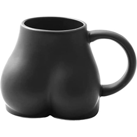 Intressant hip kaffekopp, 3D hip keramisk kaffekopp, nya presenter för kvinnor och män, personliga presenter till vänner, familj och kollegor. (Svart)