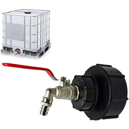 IBC Ton Tønde Ventil Tætning Tilbehør Ton Tønde Adapter Tyk Tråd 6 Punkts Hane Rød Håndtag