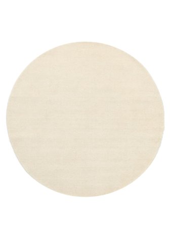 Plain (Single Colored) Large Handloom Rug - Ivory White Ø 300 Wool, In Scandinavian Style