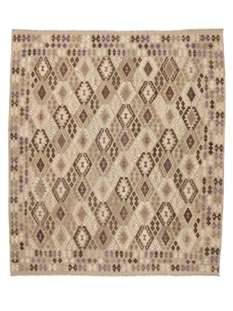 Handgewebt Kelim Afghan Old Stil 270X303 Wollteppich Braun/Orange Groß
