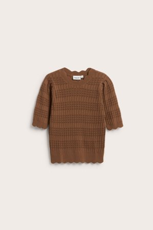 Kappahl | Stickad topp i bomull Brun L | Brun