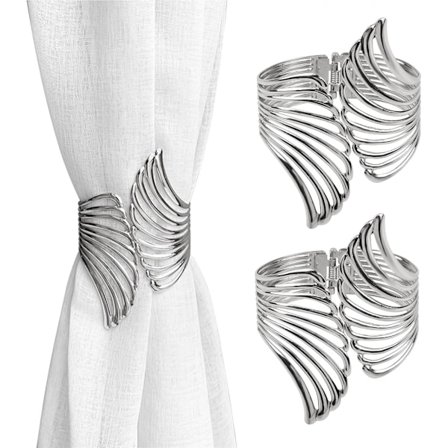 2 stk. Sølvfarvede hule vinge gardinholdere Kreative gardin reb spænder fjeder gardin holder klips fo
