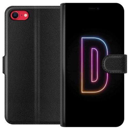 Kompatibelt Lommeboketui til Apple Apple iPhone 8 Minimalistisk neonbokstav D i fargeskiftende lys mot svart bakgrunn i moderne digital design
