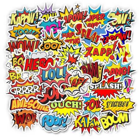 50 kpl tarroja - Eläinaiheita - Sarjakuva - moniväriset tarrat