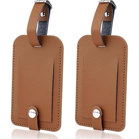 2 stk. bagagemærker, bagagemærker i læder, navneskilt til kuffert, lædermærker rejse håndtaske tilbehør til forebyggelse af tab af tasker (brun)