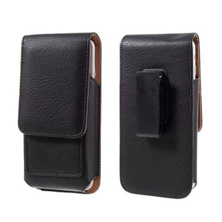 Etui med bæltespænde til smartphones med størrelsen 16 x 8.4 x 1.8cm - Sort Black