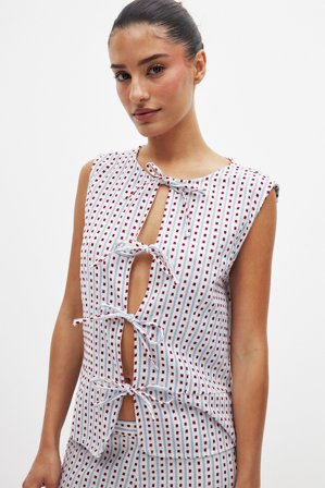 Rita Montezuma x NA-KD Haut à détail noué - Ensembles d'été - Multicolore - EU 32