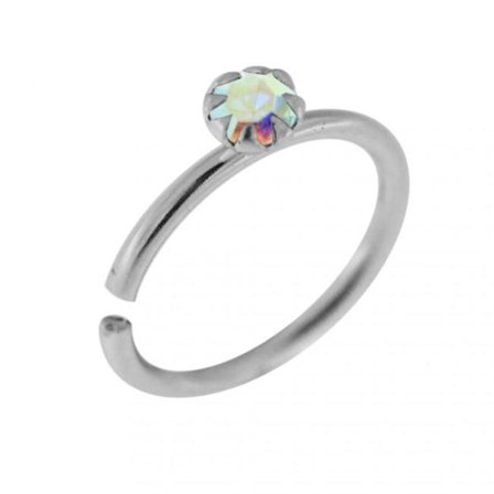 8 mm Piercingring i 925 Sterling Silver med AB kloinfattad CZ