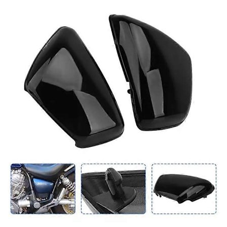 Moottoripyörän akun suojus Yamaha XV 700 750 1000 1100 Virago 1984-up sivukatteeseen vasen ja oikea suojakansi musta