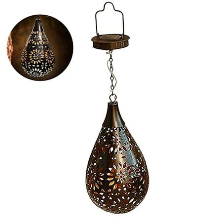 Hengende solcellelamper utendørs, hagelanterne LED blomst