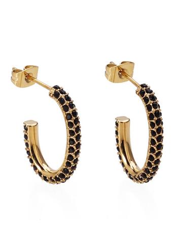 Harper Earring Black/Silver Accessories Jewellery Earrings Hoops Svart Bud To Rose*Betinget Tilbud
