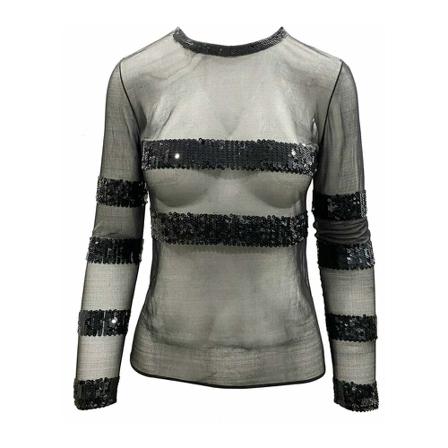 Saint Laurent, Long Sleeve Top Czarny, Kobieta, Rozmiar: M