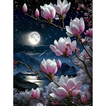 30x40cm Drømmende Blomsterlandskab Fuld Diamant DIY Diamant Maleri - DW902