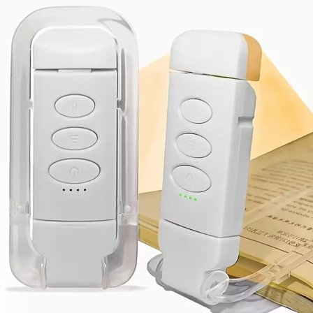 Bærbar LED-leselampe med 360° roterende klemme – USB-lading, 3 farger og justerbar dimmer for Kindle og bøker