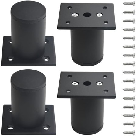 Sats om 4 skåpben i metall, möbelben, justerbara fötter, runda, svarta, soffbord, bordsstöd, 60 mm