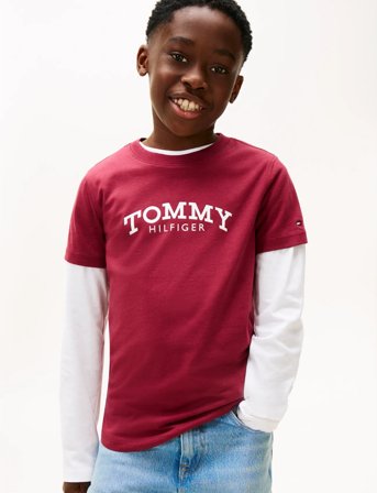 Tommy Hilfiger Monotype Print Graphic T-Shirt - Red - 140