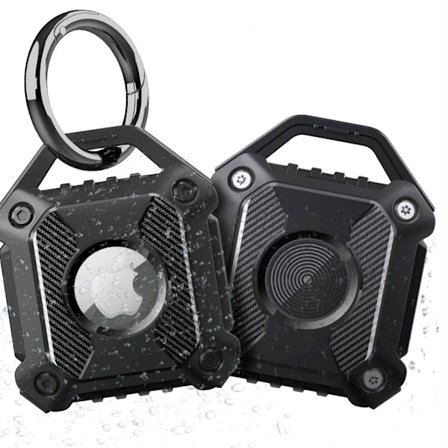 Armor Carbonfiber TPU AirTag Holder - Svart