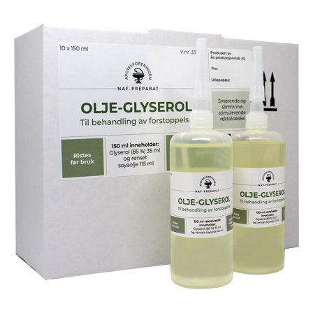 Olje-Glyserol NAF rektalvæske (klystèr), 10 x 150 ml