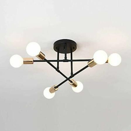 Moderne loftslampe, retro lampe med 6 lys, E27 industriel pendellampe til stue, soveværelse, køkken, indendørs belysning