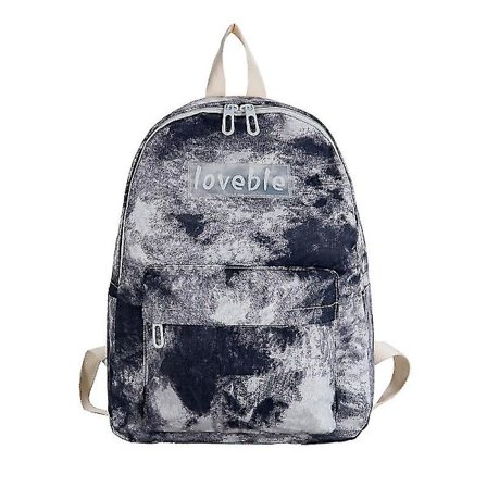Special-interest Design Tie-dyed Canvas Rygsæk Lille Frisk Casual Rygsæk Til Kvinder(Mørkeblå)
