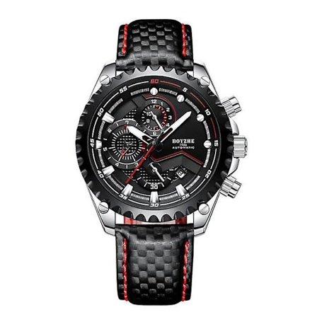 Mekanisk læder sportsarmbåndsur til mænd