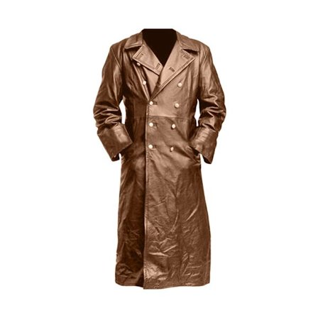 Mænds Læder Trenchcoat Fuld Længde Vintage Kunstlæderjakke